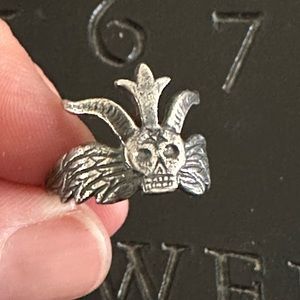 The Satanic Temple x Arcana Obscura Winged Crowned Skull  Ring Sterling Size 6